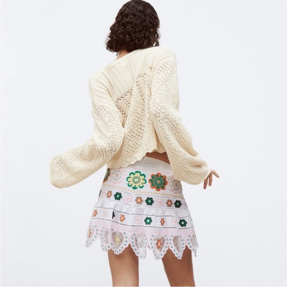 NWT Zara White Floral Embroidered Skorts - Picture 6 of 15
